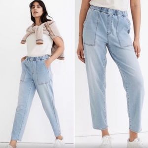 Madewell Pull On Relaxed Jeans In Bellview Wash Light Wash Size L